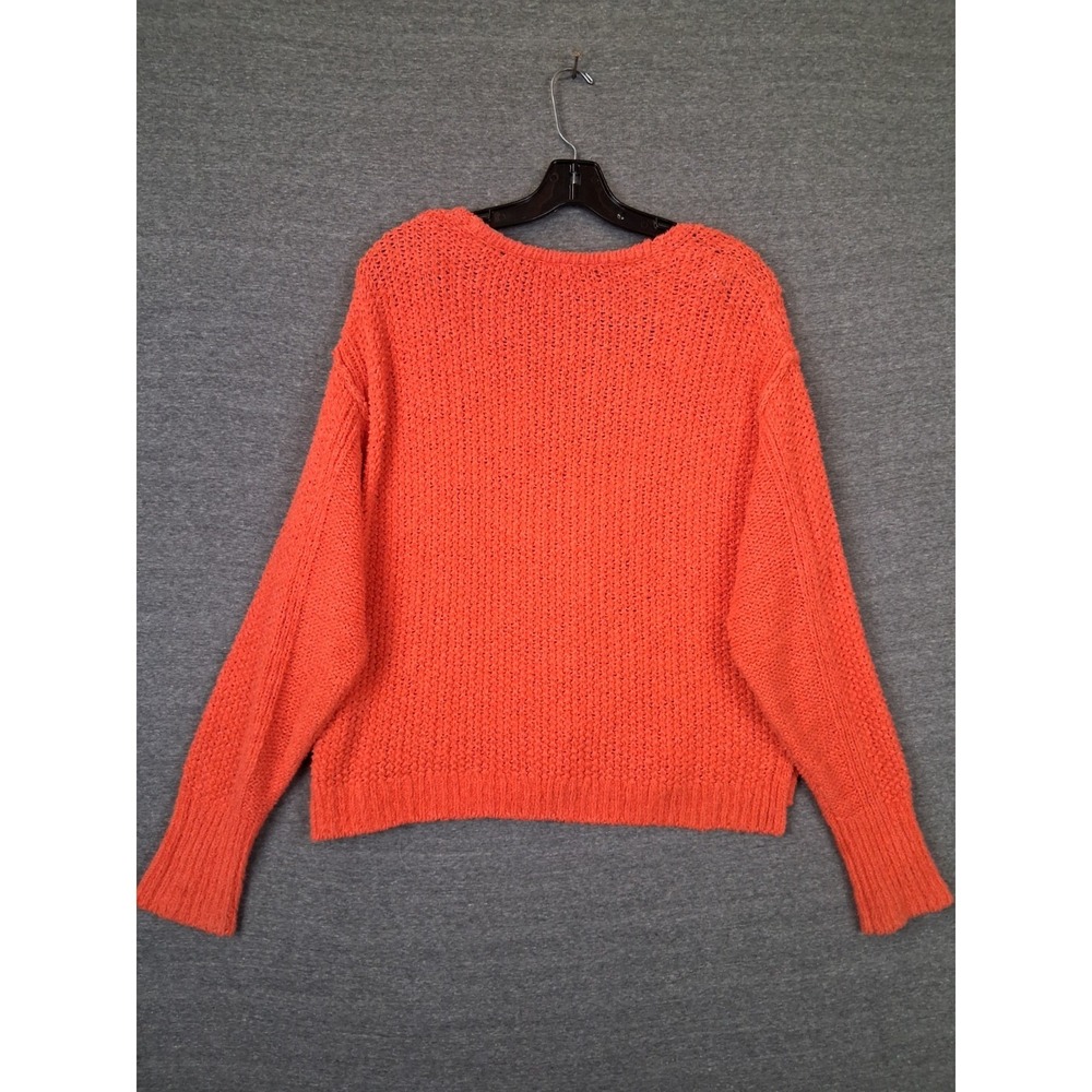 Free People Womens Sweater S Orange Knit Twist Front Crop Oversize 100% Cotton - Picture 8 of 9